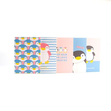 Set de 5 Cuadernos Pingüinos, Mediano, Multicolor
