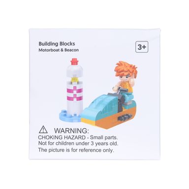 Bloques De Construccion Niño En Lancha Y Faro Pequeño Azul