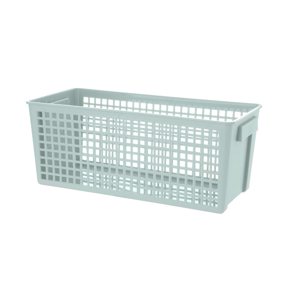 Cesta Organizadora Rectangular con Mango Eco Cuero Azul