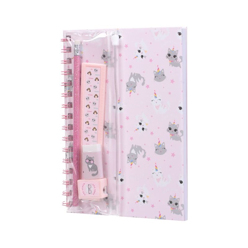Set-De-Libreta-De-Notas-Regla-Lapiz-Tajalapiz-Borador-gatos-Mediana-Rosa-1-5619
