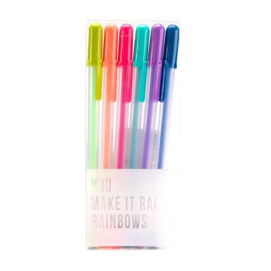Paquete de 6 esferos de gel colores Arco Iris, Pequeño, Multicolor