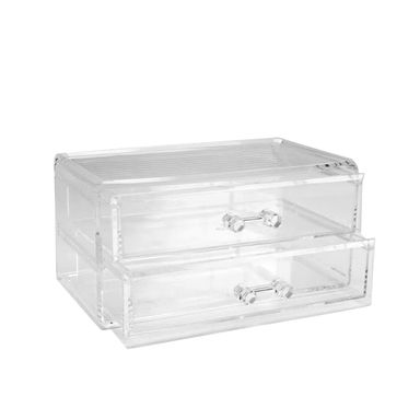Organizador acrílico con 2 cajones, Pequeño, Transparente