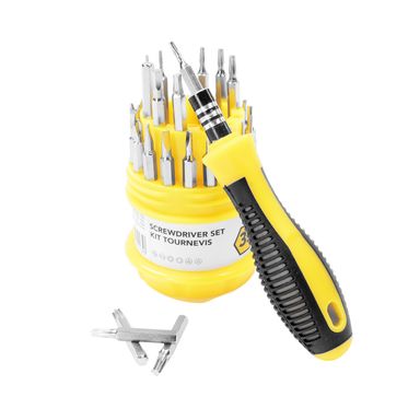 Set de destornilladores con 31 piezas, Mediano, Amarillo