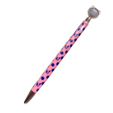 Esfero 1.0Mm Tinta Azul, Pequeño, Rosa Con Pepas