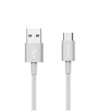 Cable De Datos, Tipo C Trenzado, 2M 3A, Mediano, Plateado