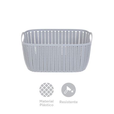 Canasto almacenamiento rectangular, Pequeña, Gris