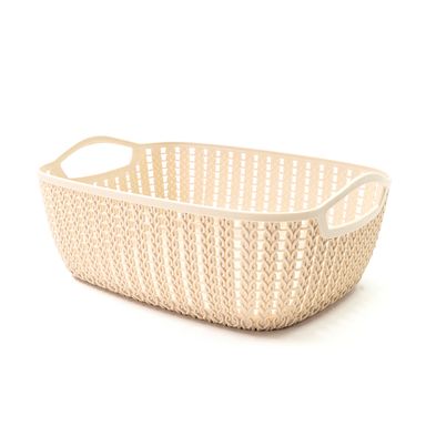 Canasto almacenamiento rectangular, Mediana, Crema