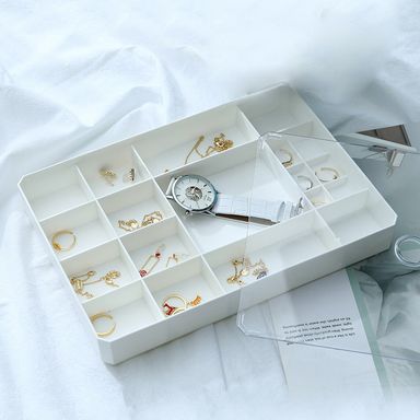 Organizador de joyas con tapa, Grande, Blanco