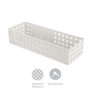 Caja De Almacenamiento, Apilable Larga Mediana, Blanco