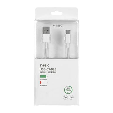 Cable De Datos, Tipo C Carga Rapida, 5A 2Mt, Blanco