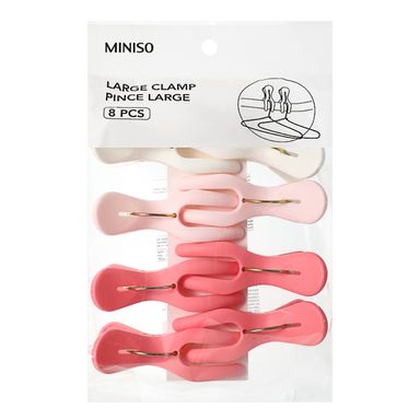 Pinzas Grandes, Para Ropa 2 Colores 8 Pzs, Rosa/Blanco