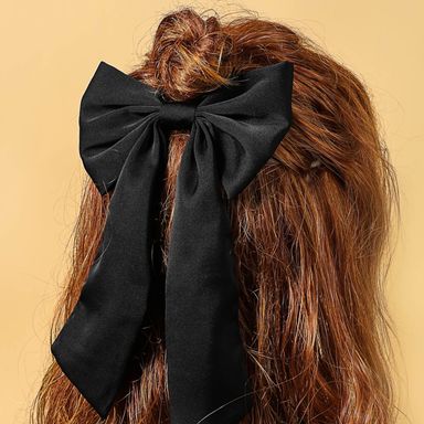 Moña Para Cabello Con Moño Largo Negro