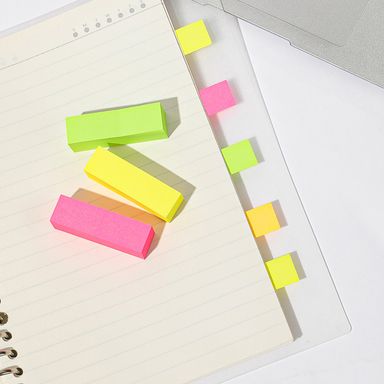 Post-It Colores Fluorescente, 150 Hojas, 5 Pzas