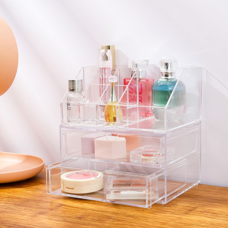 Organizador De Plastico Para Cosmeticos Dos Niveles Con Cajones