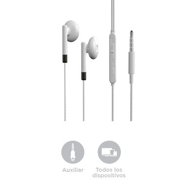 Audifonos De Cable, Mediano, Blanco/Negro