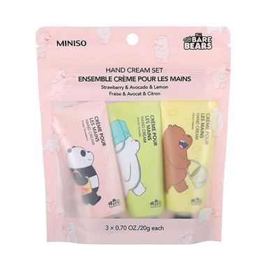 Set de 3 cremas para Manos Frutas We Bare Bears, Pequeñas, Fresa - Aguacate - Limón