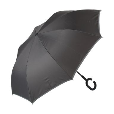 Paraguas Plegable, Estilo Business De Dos Caras, Con Mango Largo, Gris