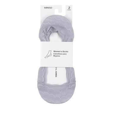 Paquete De Medias Para Mujer Patrón De Ondas 2 Pares Gris
