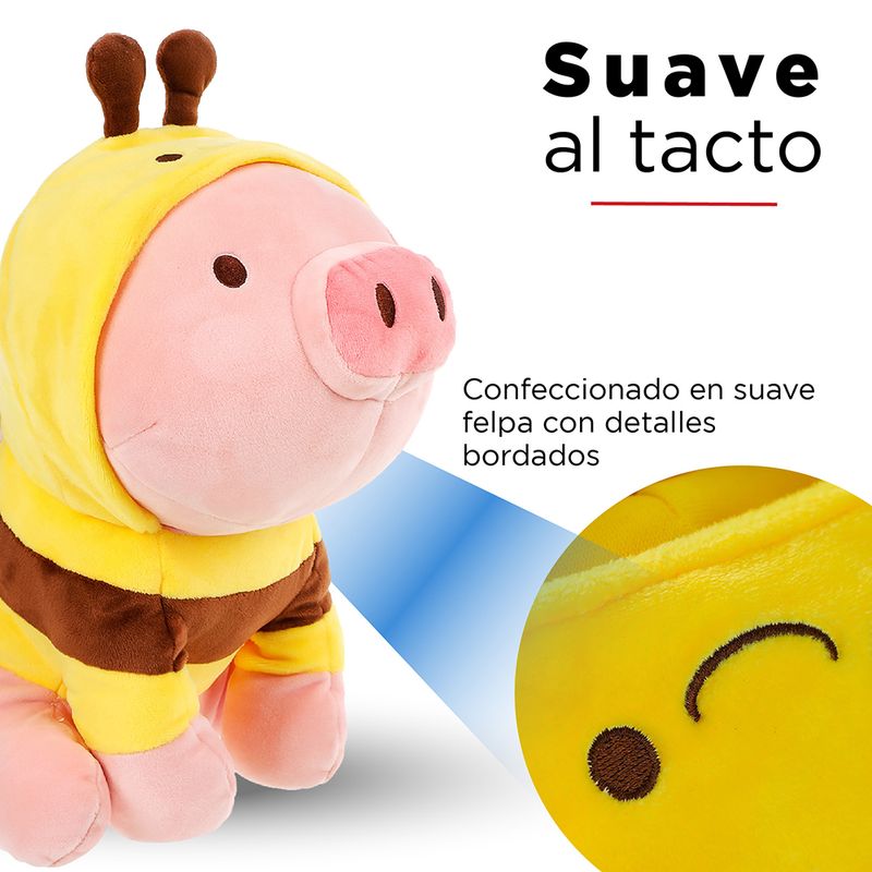 Peluche De Cerdito Sentado Con Capucha De Abeja