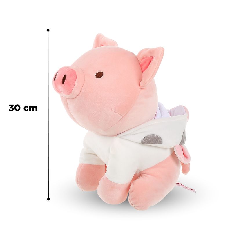 Peluche De Cerdito Sentado Con Capucha De Vaca