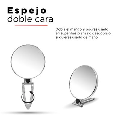 Espejo Redondo De Mesa, Con Base Ajustable, Mediano, Plateado