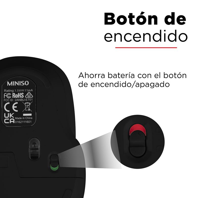 Raton Inalambrico, Mod E701, Negro