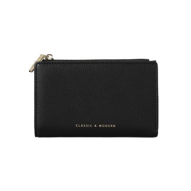 Billetera Para Mujer, Doble Con Cierre, Negro