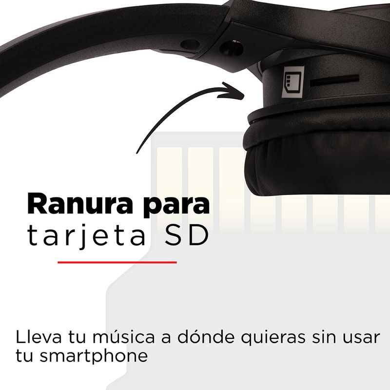 Audifonos De Diadema Inalambrico, Patterned Modelo Tm-053, Negro