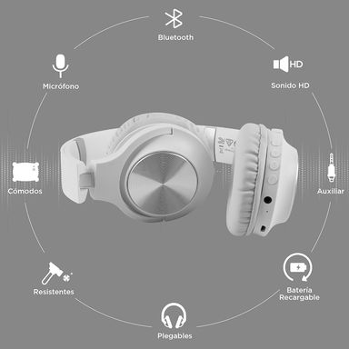 Audifonos De Diadema Inalambrico, Patterned Modelo Tm-053, Blanco