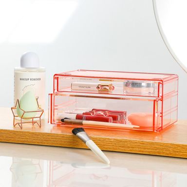 Organizador de Plastico de Dos Capas para Joyas con Cajones Rosa L