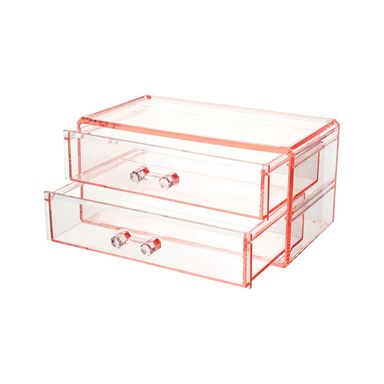 Organizador De Plastico De Dos Capas Para Joyas Con Cajones Rosa S