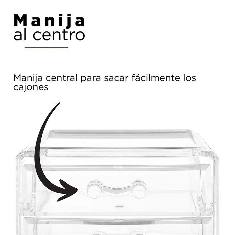 Organizador acrílico con 3 cajones Pequeño Transparente