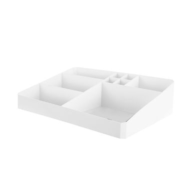 Organizador Para Cosmeticos, De Escritorio Con Compartimientos, Mediano, Blanco