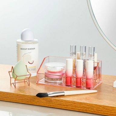 Organizador de Plastico Multiuso para Cosmeticos y Joyas Rosa S