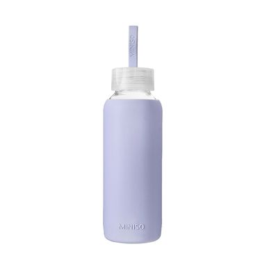 Botella De Vidrio Con Cobertura De Silicona Morado 300 Ml