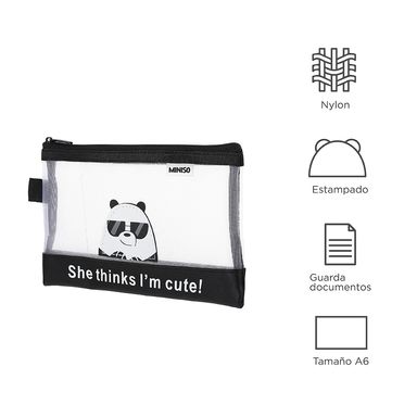 Cartuchera Panda Tamaño A6, Osos Escandalosos, Pequeño, Negra