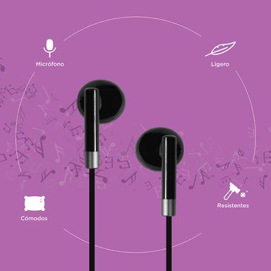 Audifonos De Cable, Medianos, Negro