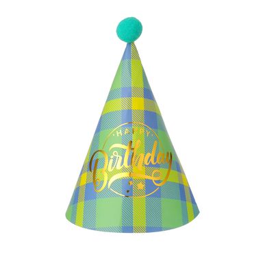 Sombrero De Fiesta De Cumpleaños Cuadricula Gris