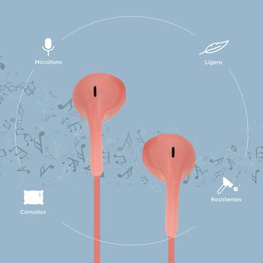 Audífonos Manos libres, Pequeño, Rosado