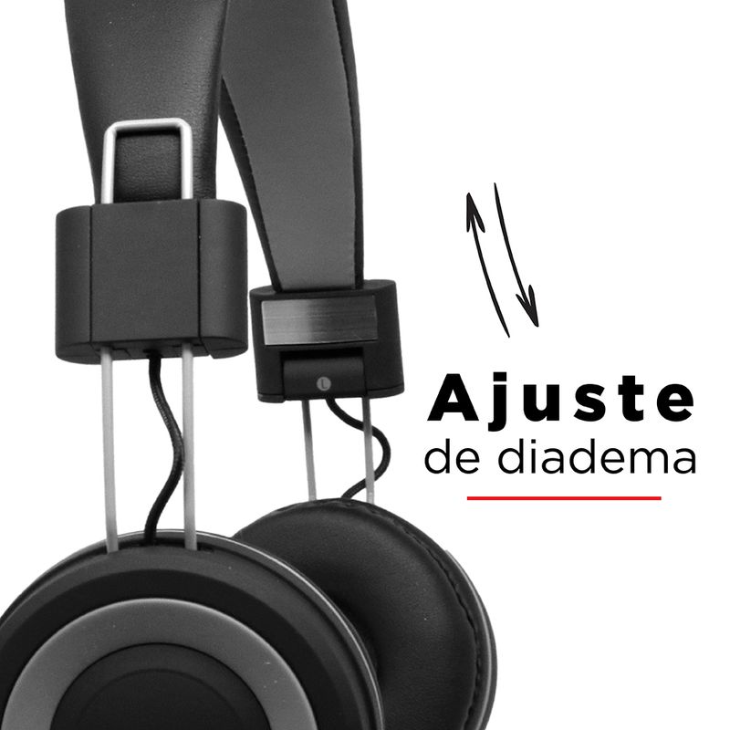 Audifonos De Diadema, De Cable, Gris/Negro
