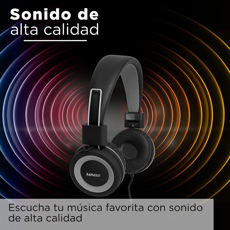 Audifonos De Diadema De Cable Gris Negro