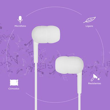 Audifonos De Cable, Con Estuche En Forma De Capsula, Pequeños, Blanco