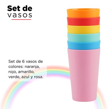 Set de Vasos Portatil Colores Mixtos 6 Pzas