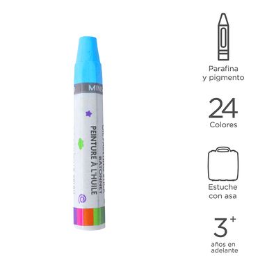 Paquete de 24 crayolas de oleo con Estuche, Mediano, Multicolor