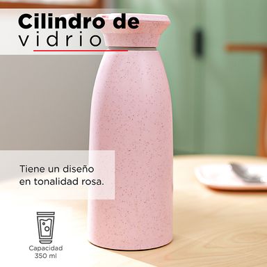 Botella De Vidrio Estirable Con Cordon Rosa 350Ml