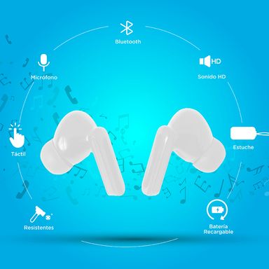 Audifonos Inalambricos Comodos Modelo Eb019 Blanco