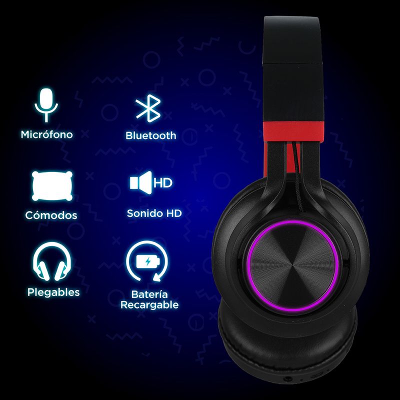 Auriculares inalámbricos luz roja clearance y azul