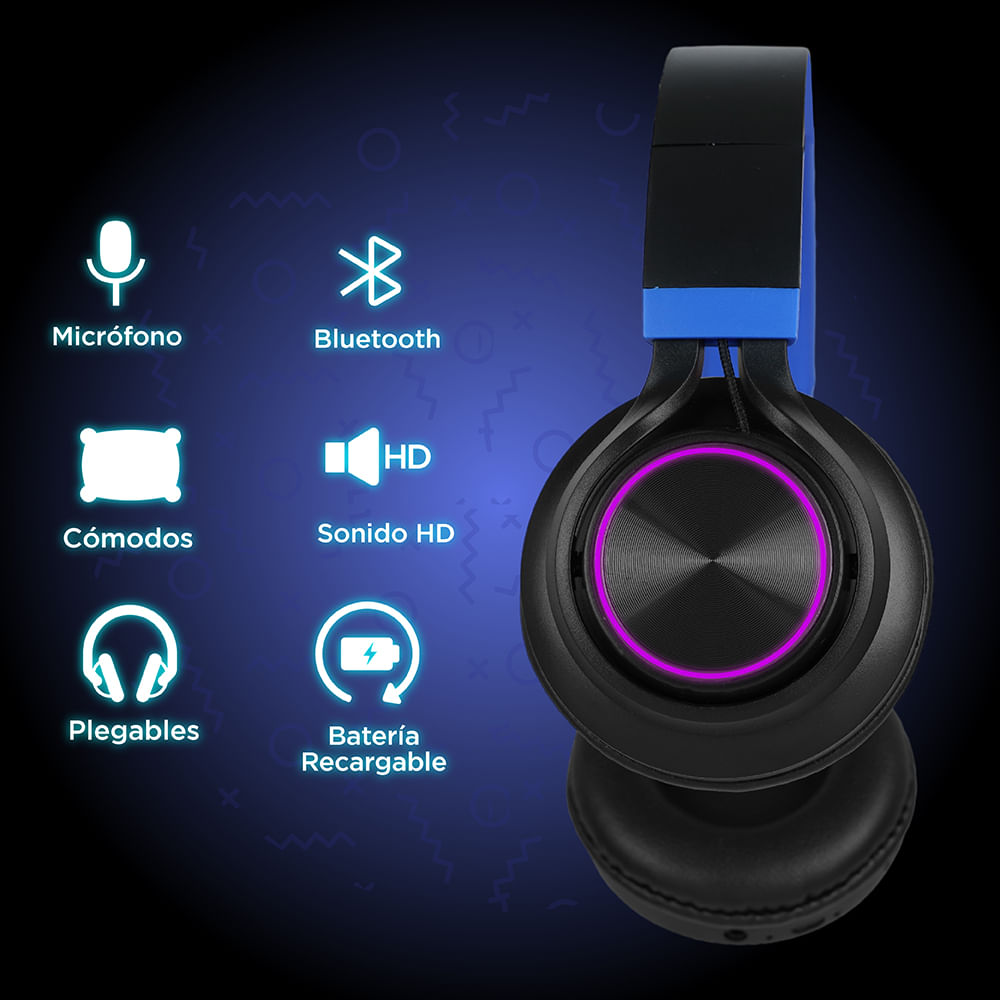 Diadema Auriculares inalámbricos con Bluetooth audífonos estéreo plegables  rosa micrófono sonido HD