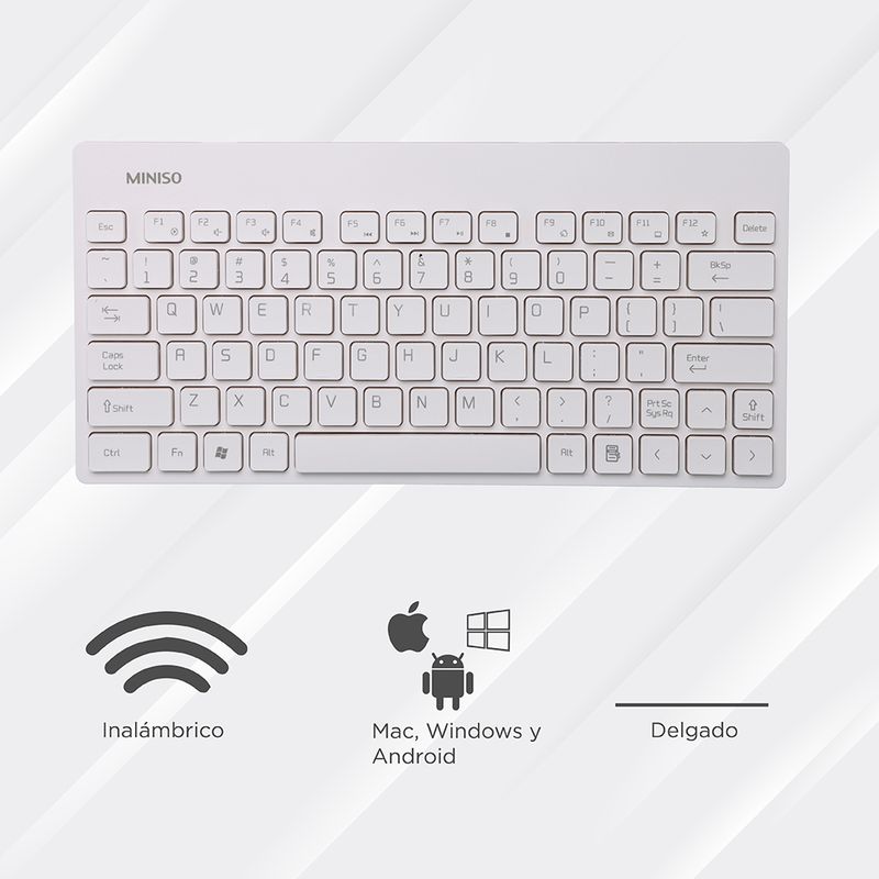 Set De Teclado Y Raton Inalambrico, Mediano, Blanco/Gris