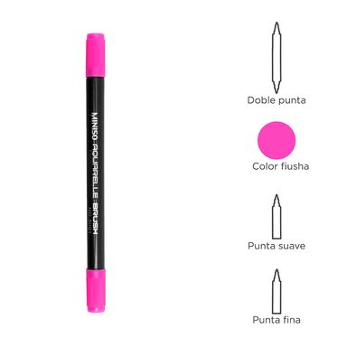 Plumón a base de agua doble punta, Pequeño, Fucsia
